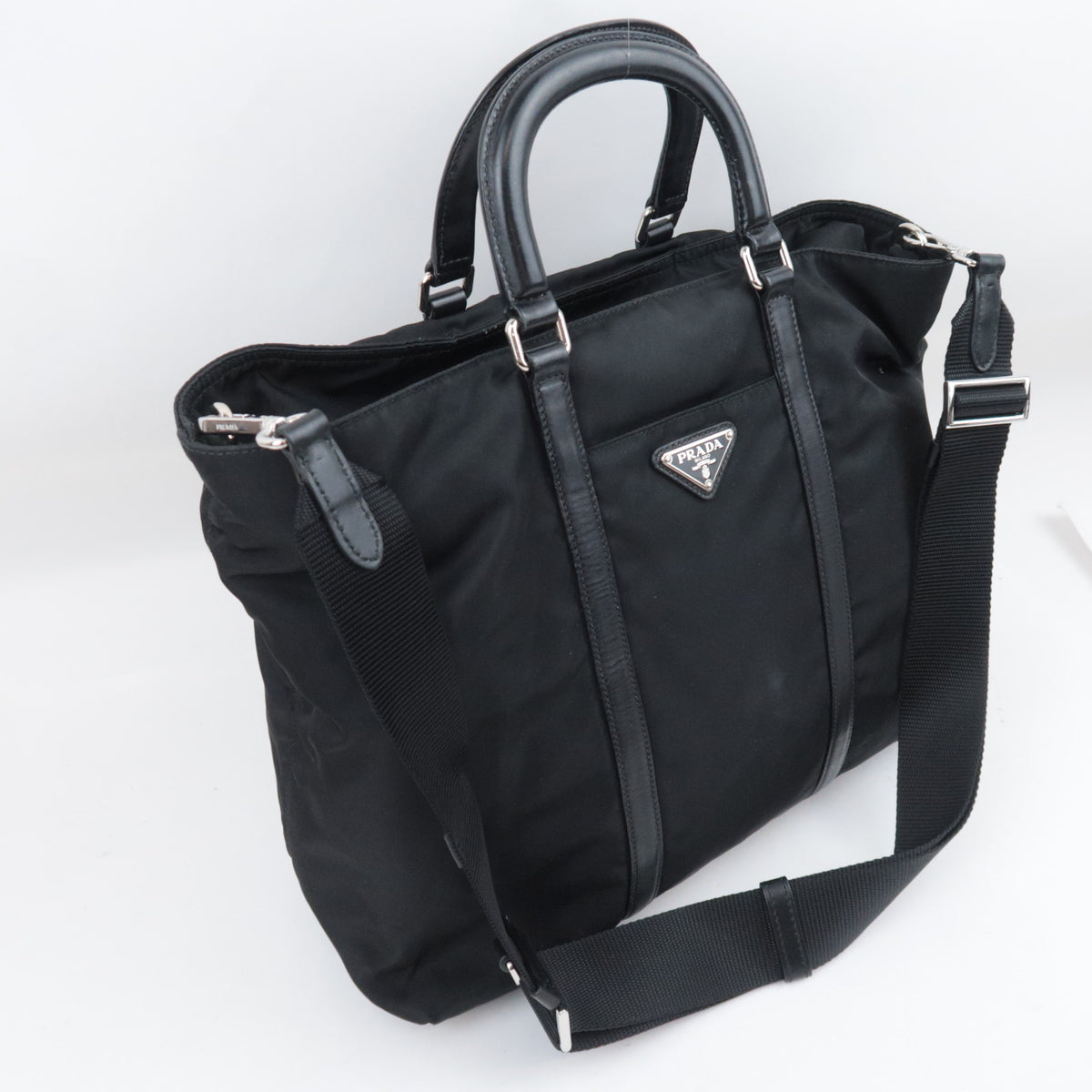 PRADA 2Way Nylon Leather Handbag