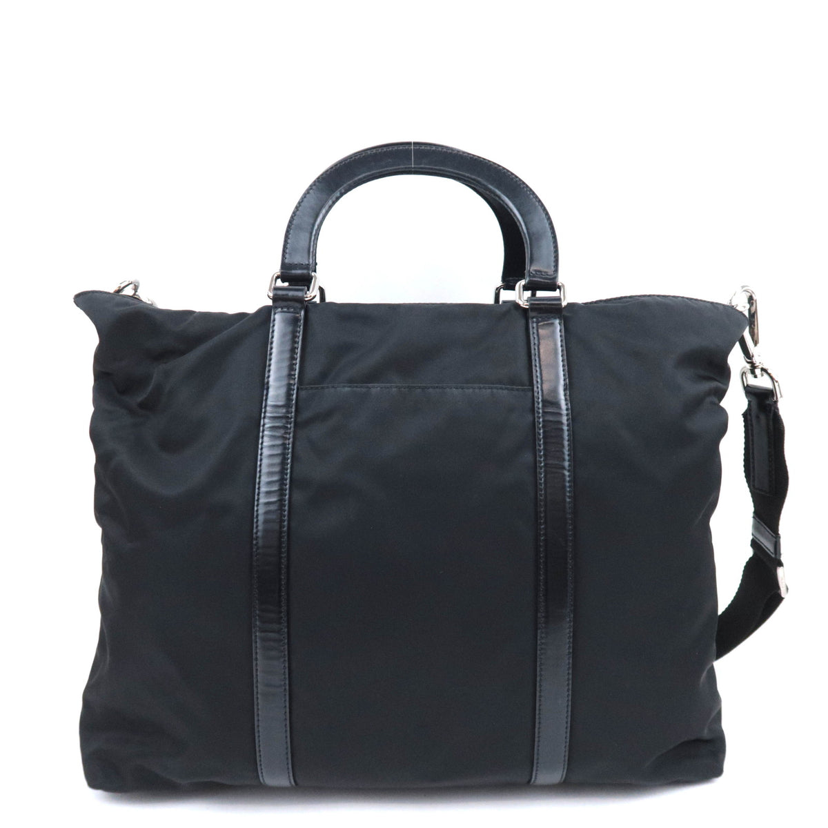 PRADA Logo 2Way Nylon Leather Handbag