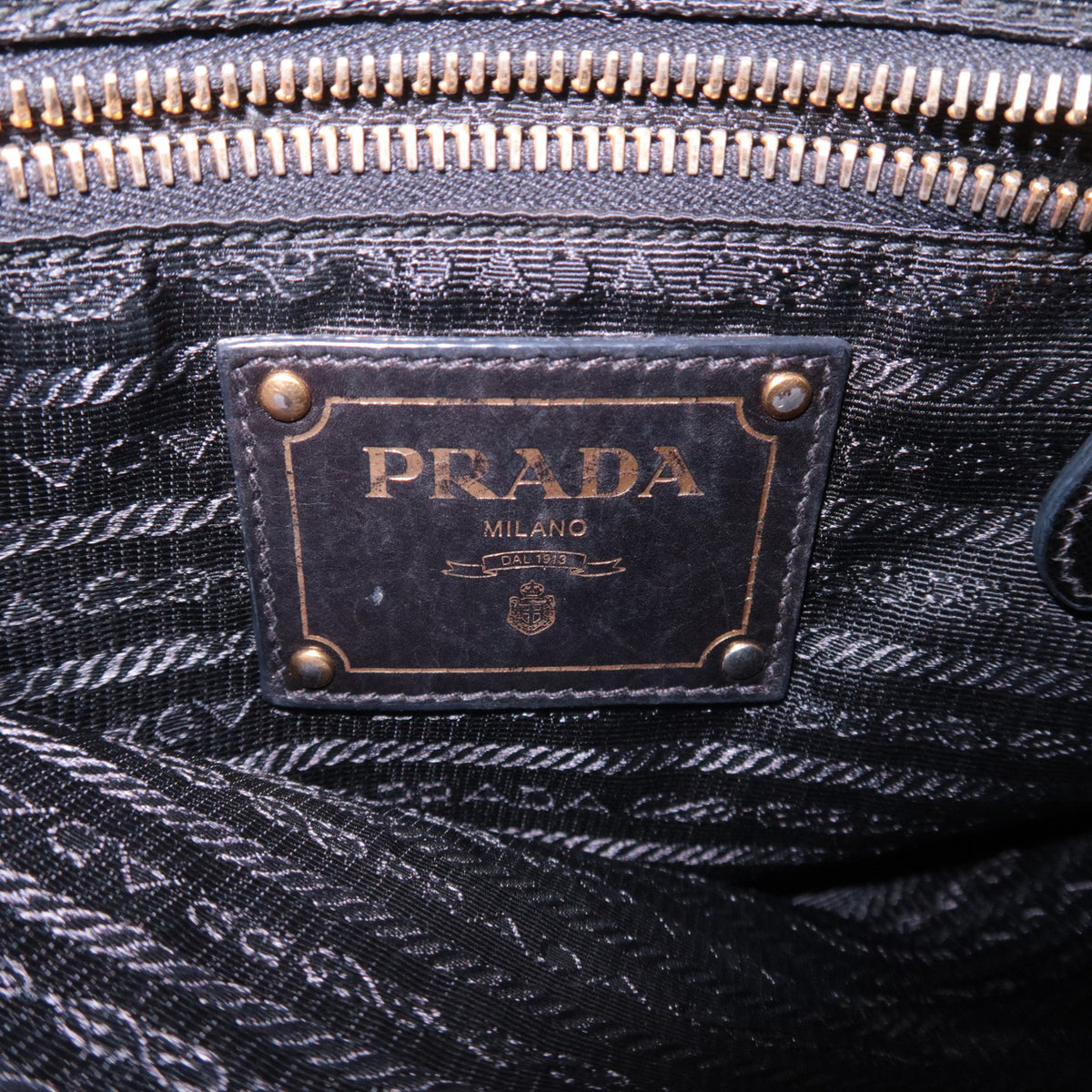 PRADA Logo 2Way Nylon Leather Handbag