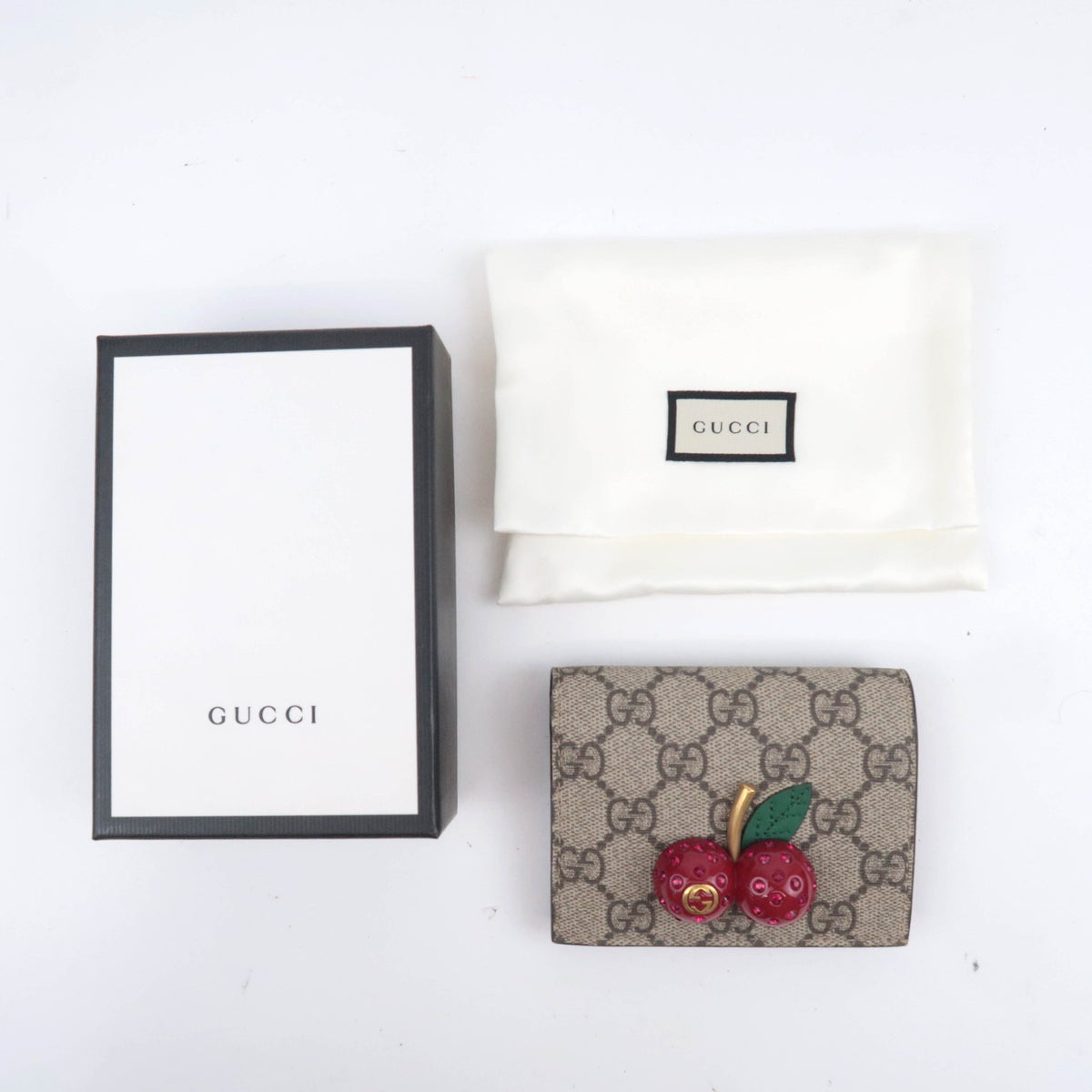 GUCCI GG Supreme Cherry Bi-Fold Wallet 476050
