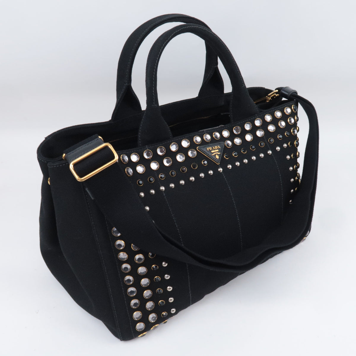 PRADA Canapa Medium Bijou Canvas Tote Bag 1BG642