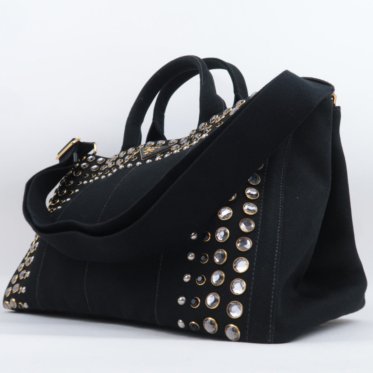 PRADA Canapa Medium Bijou Canvas Tote Bag 1BG642