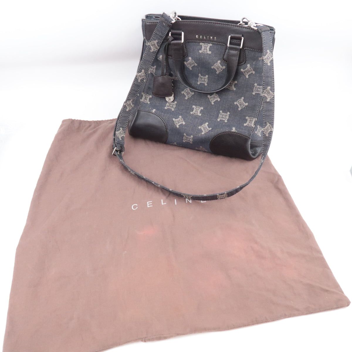 CELINE Paris Macadam 2-Way Denim Handbag