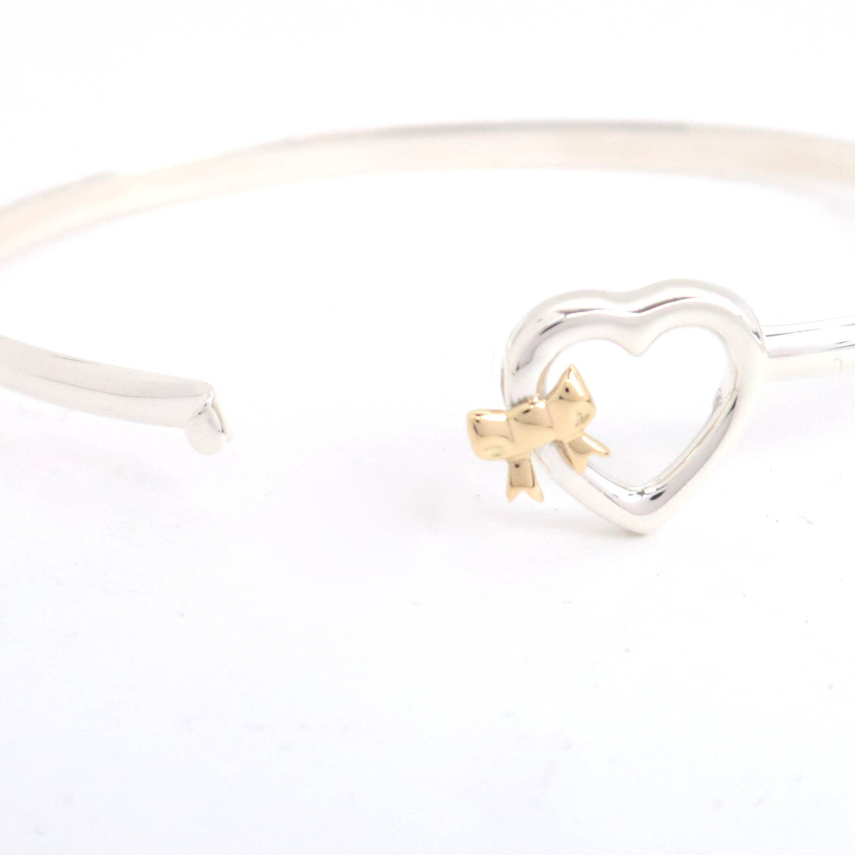 Tiffany&Co. Heart With Bow Bangle Bracelet 8.9g SV925 750YG