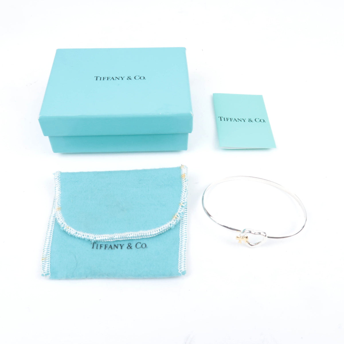 Tiffany&Co. Heart With Bow Bangle Bracelet 8.9g SV925 750YG